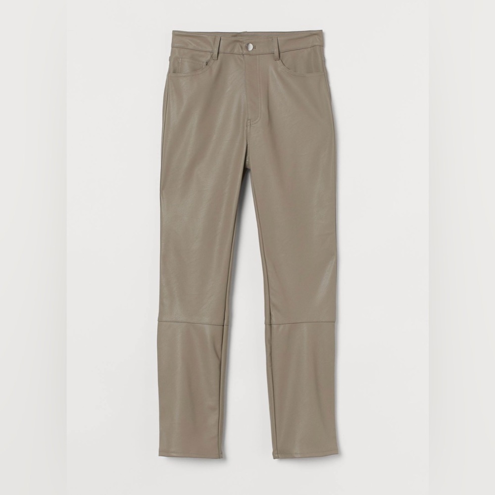Beige faux leather pants